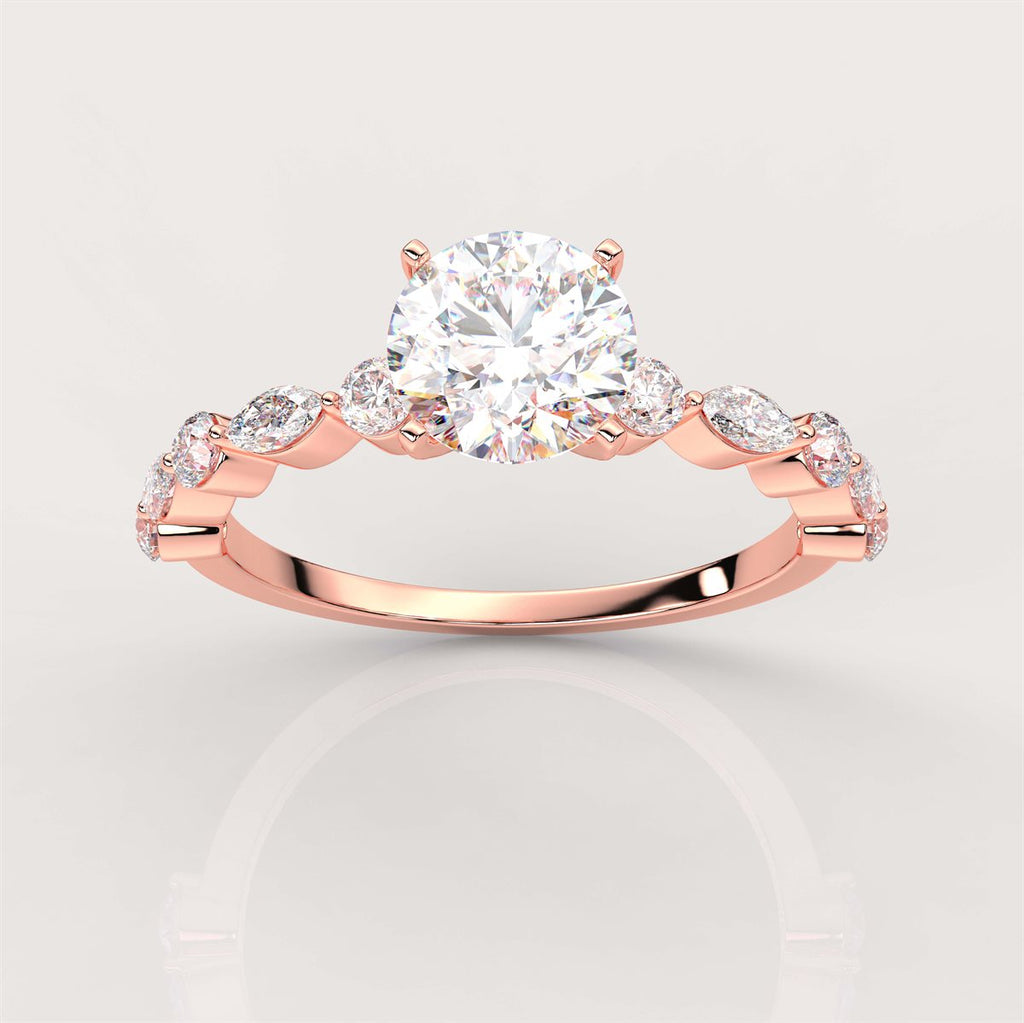 Diamond Side Stone Engagement Ring with IGI Certified Lab Grown Diamond