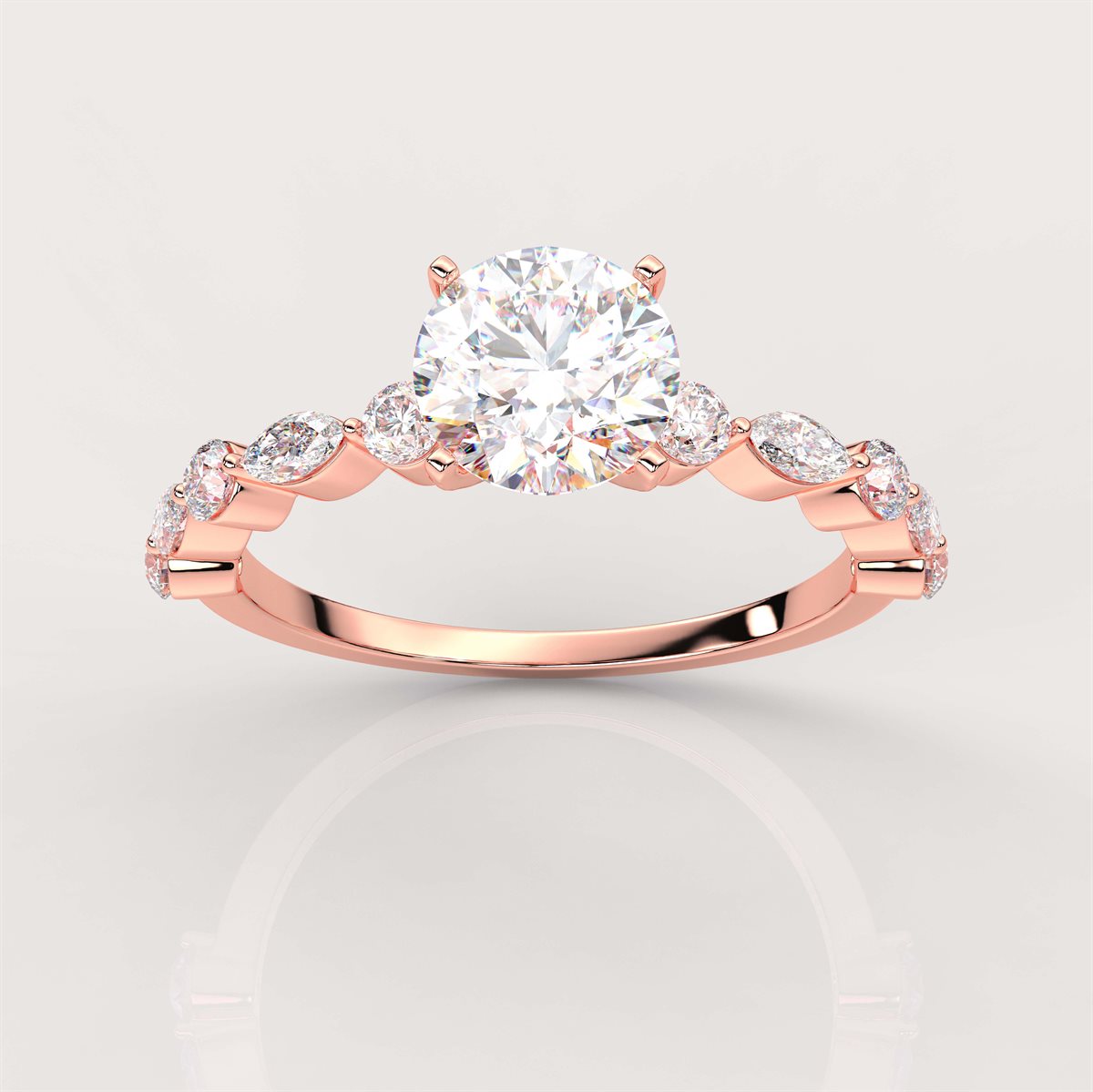 Diamond Side Stone Engagement Ring with IGI Certified Lab Grown Diamond