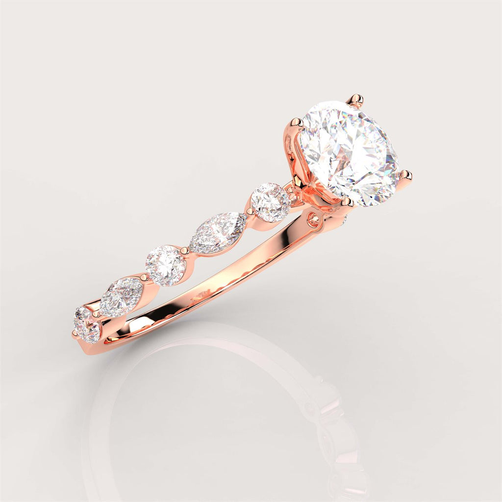Diamond Side Stone Engagement Ring with IGI Certified Lab Grown Diamond
