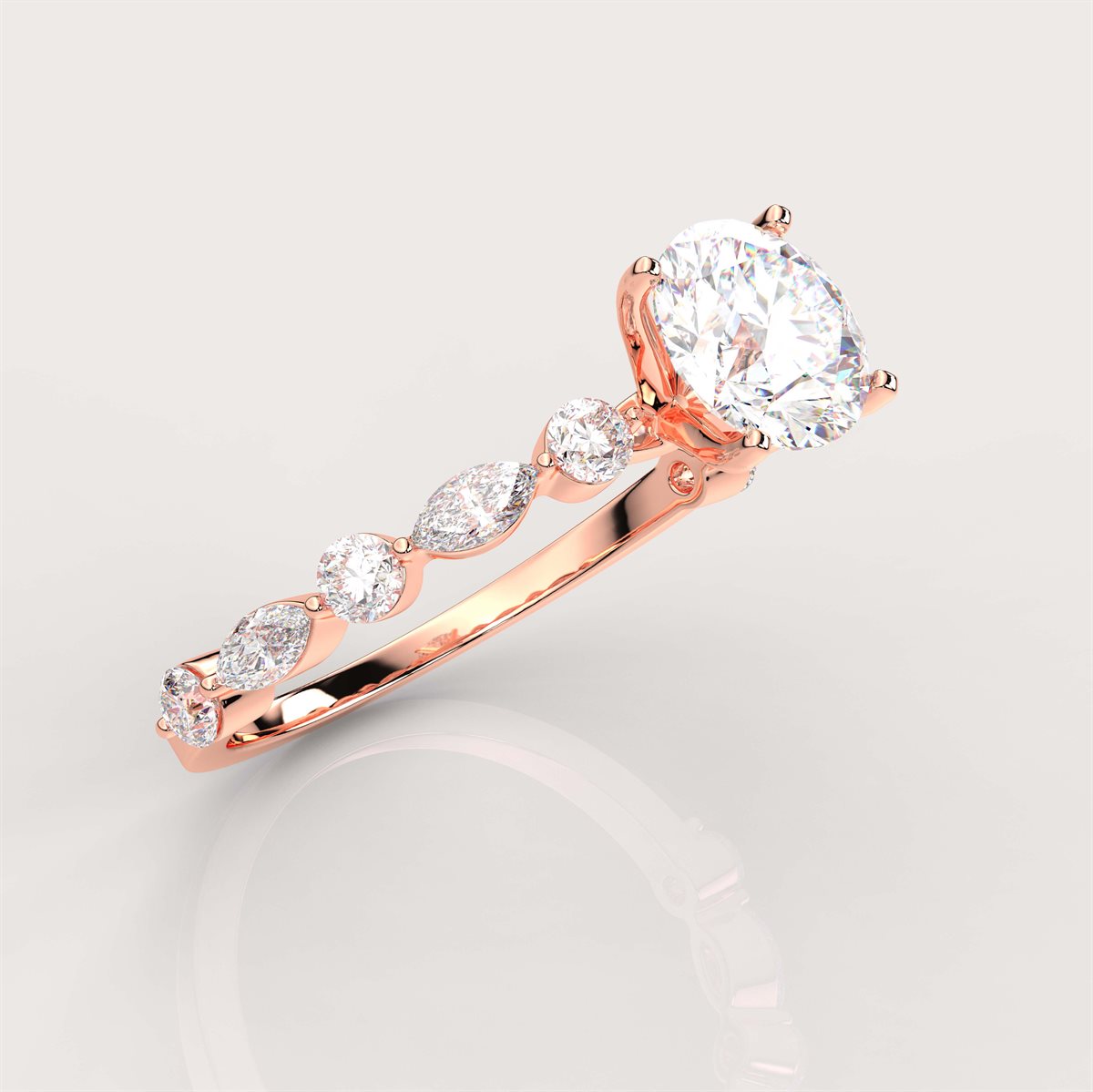 Diamond Side Stone Engagement Ring with IGI Certified Lab Grown Diamond