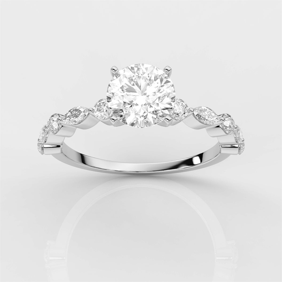 Diamond Side Stone Engagement Ring with IGI Certified Lab Grown Diamond