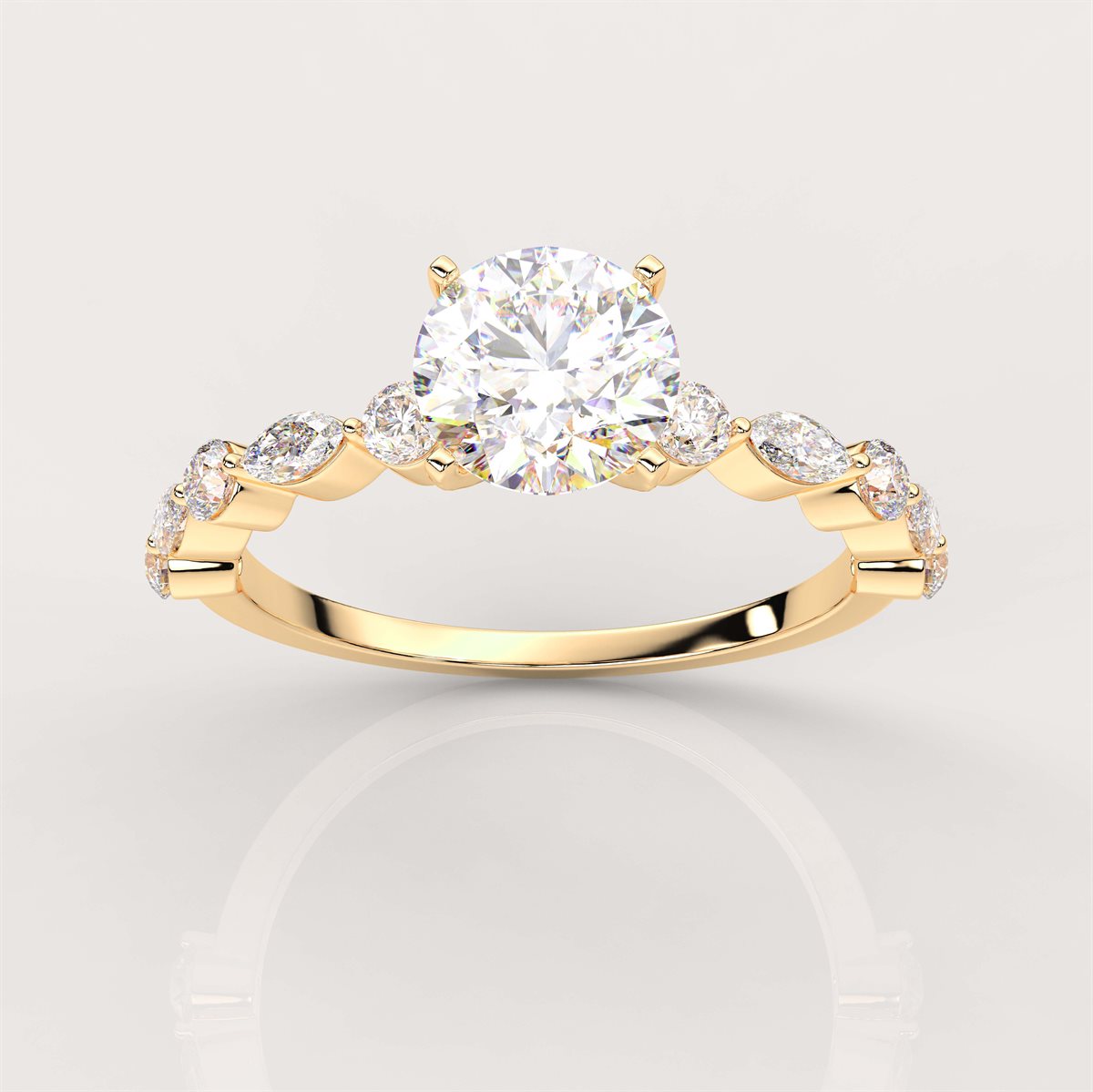 Diamond Side Stone Engagement Ring with IGI Certified Lab Grown Diamond