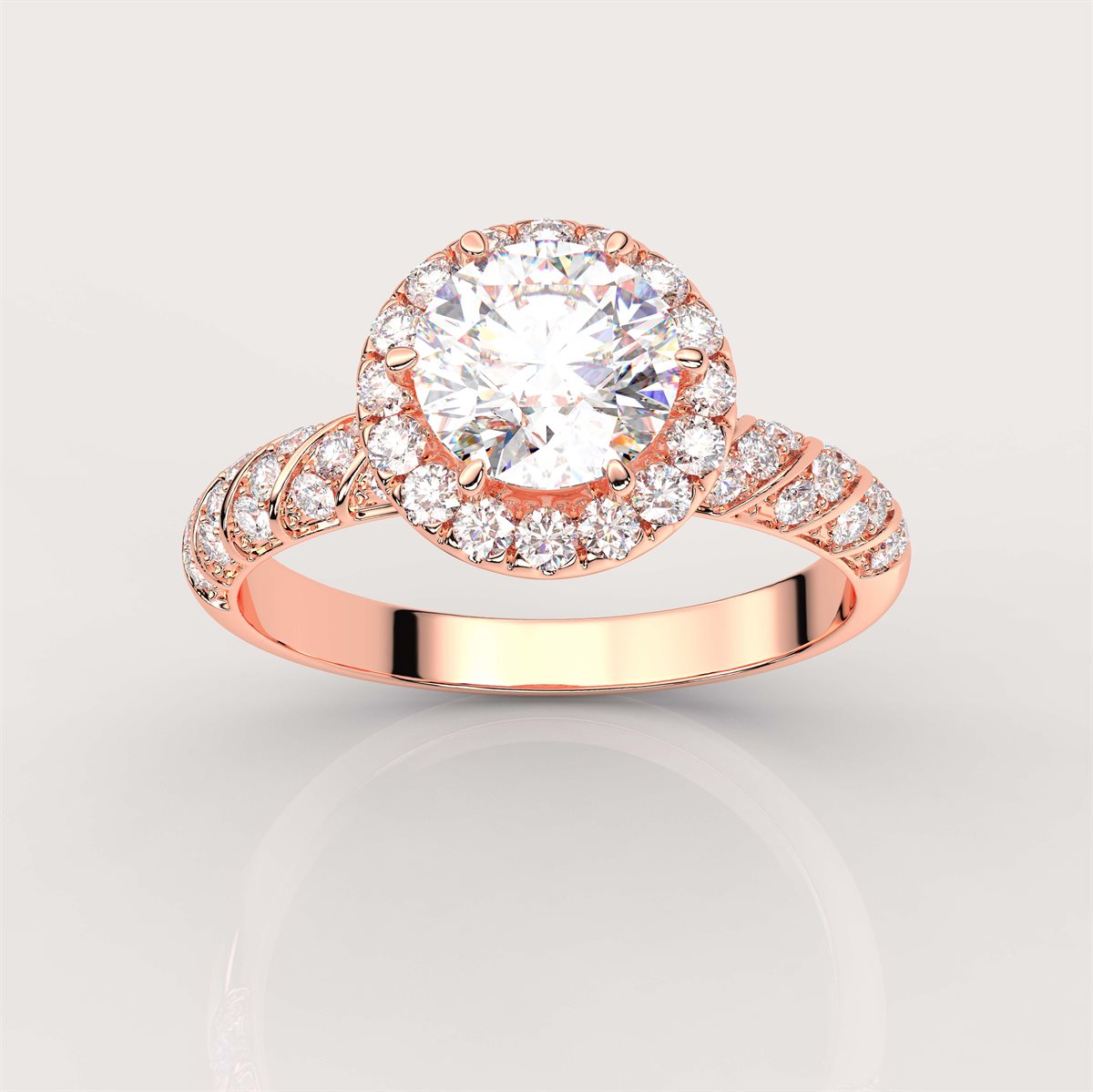 The Diamond Swirl Halo Engagement Ring with IGI Certified Lab Grown Diamond