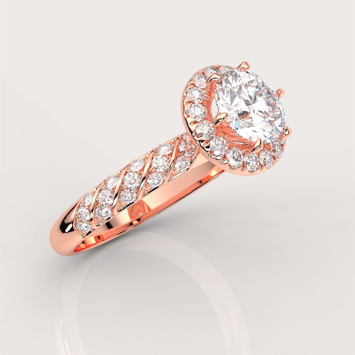 The Diamond Swirl Halo Engagement Ring with IGI Certified Lab Grown Diamond