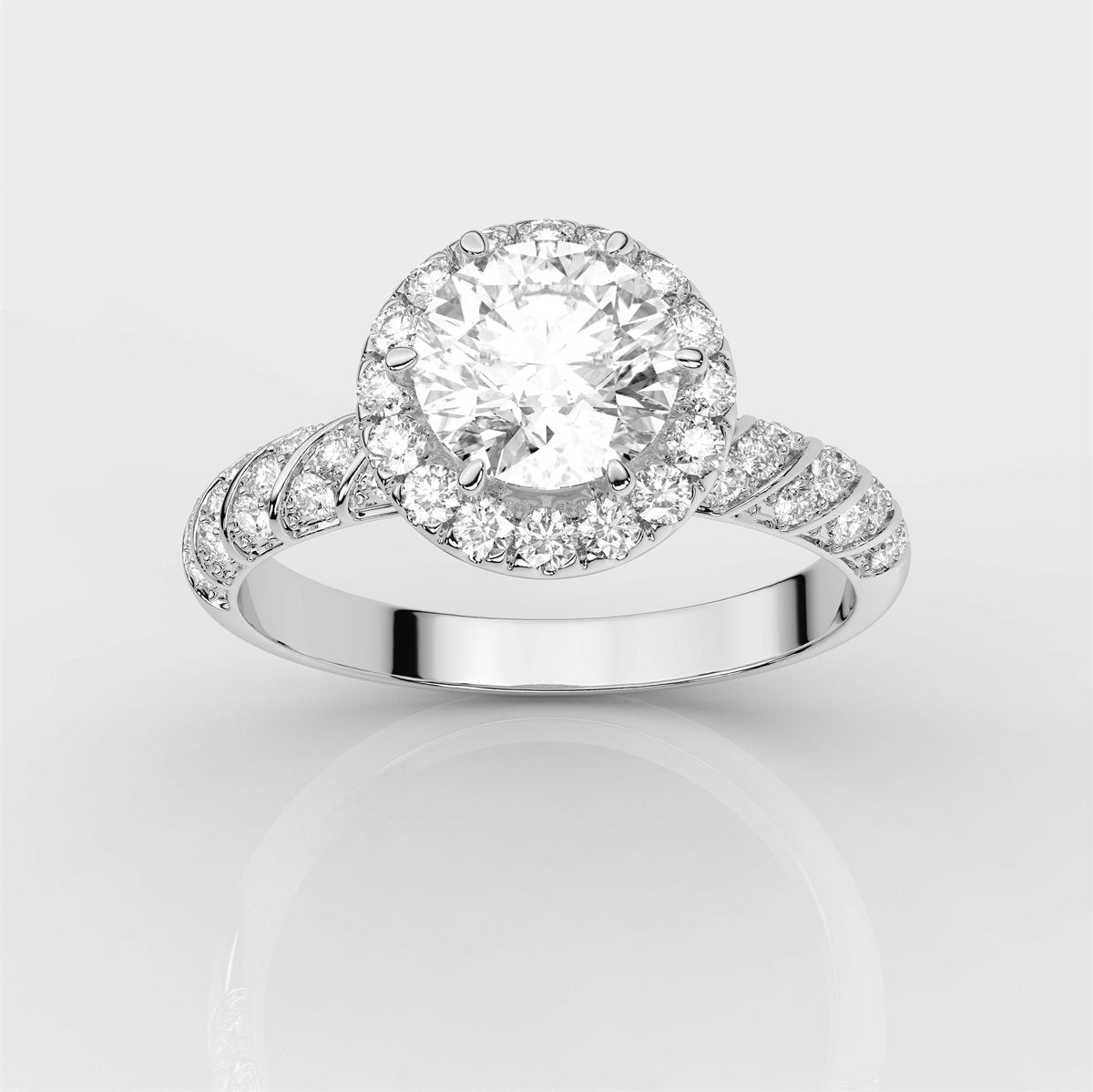 The Diamond Swirl Halo Engagement Ring with IGI Certified Lab Grown Diamond