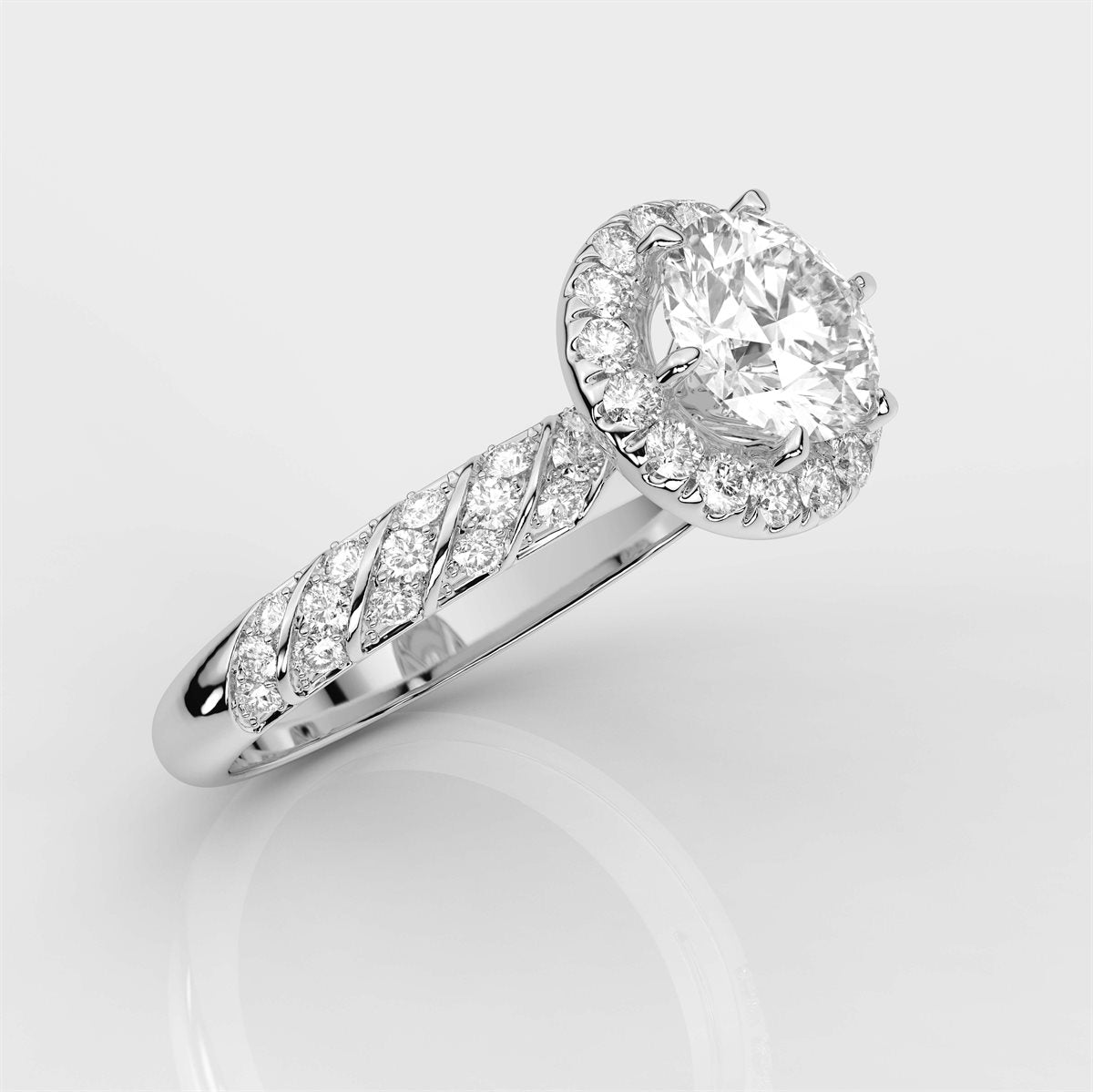 The Diamond Swirl Halo Engagement Ring with IGI Certified Lab Grown Diamond
