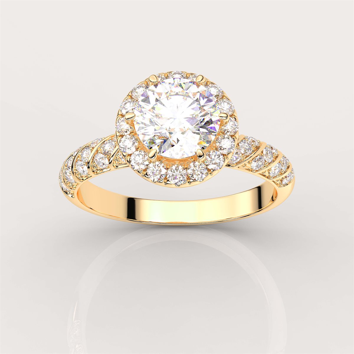 The Diamond Swirl Halo Engagement Ring with IGI Certified Lab Grown Diamond