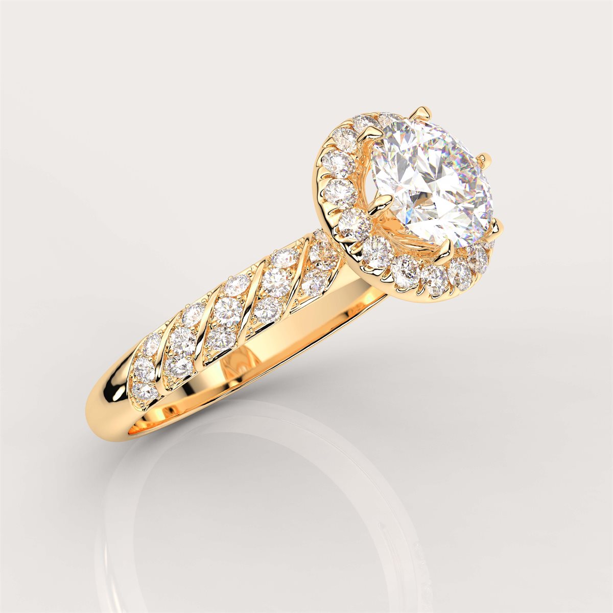The Diamond Swirl Halo Engagement Ring with IGI Certified Lab Grown Diamond