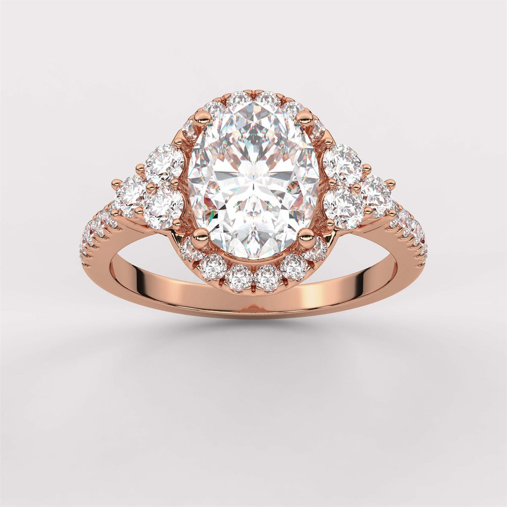 Opulent Diamond Halo Engagement Ring with IGI Certified Lab Grown Diamond