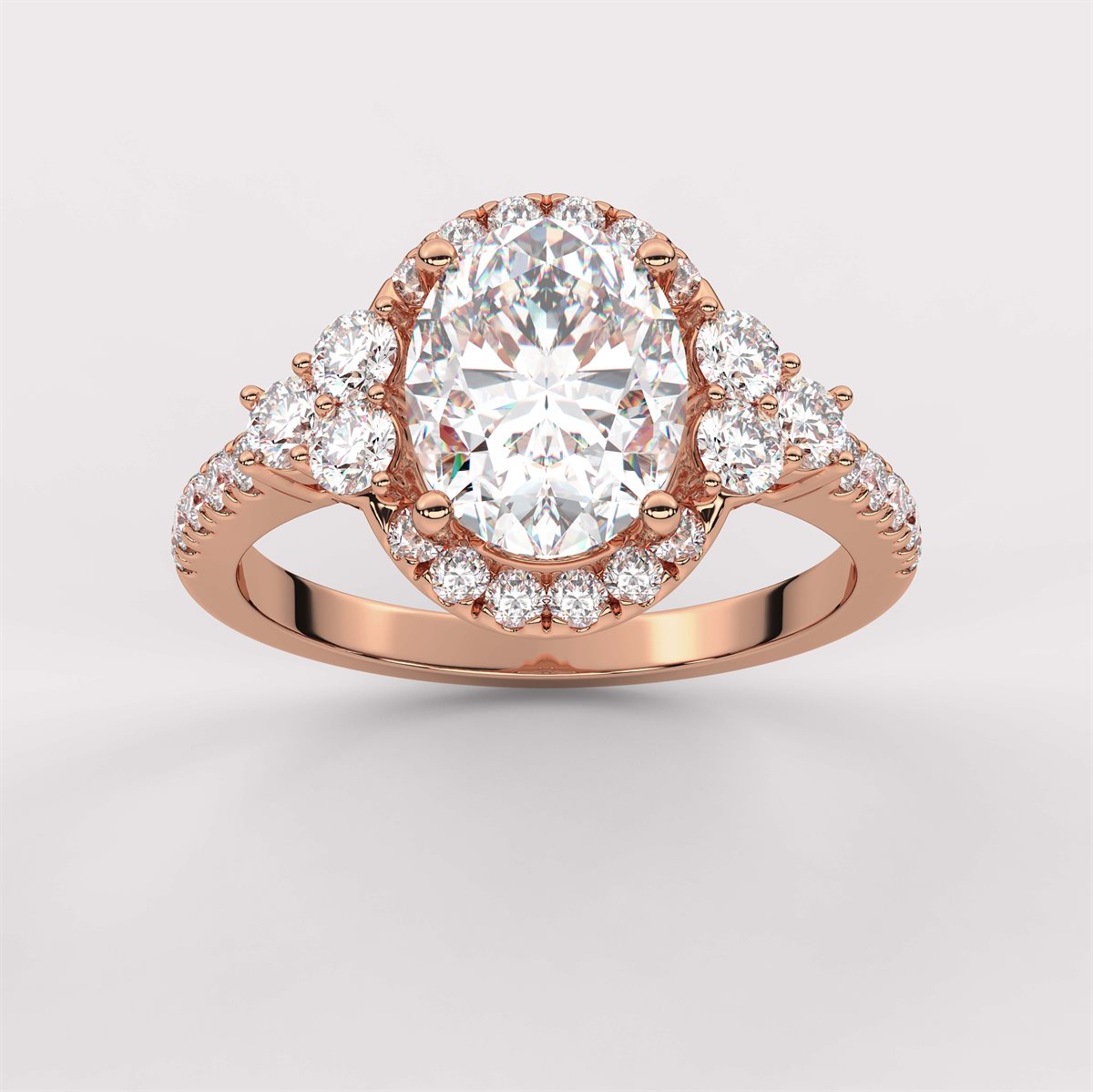 Opulent Diamond Halo Engagement Ring with IGI Certified Lab Grown Diamond
