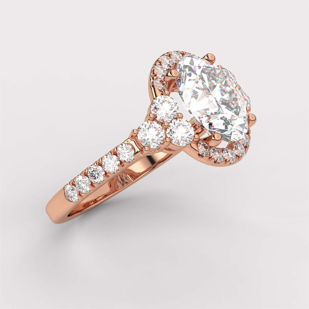 Opulent Diamond Halo Engagement Ring with IGI Certified Lab Grown Diamond