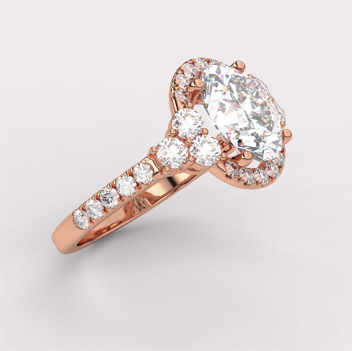Opulent Diamond Halo Engagement Ring with IGI Certified Lab Grown Diamond