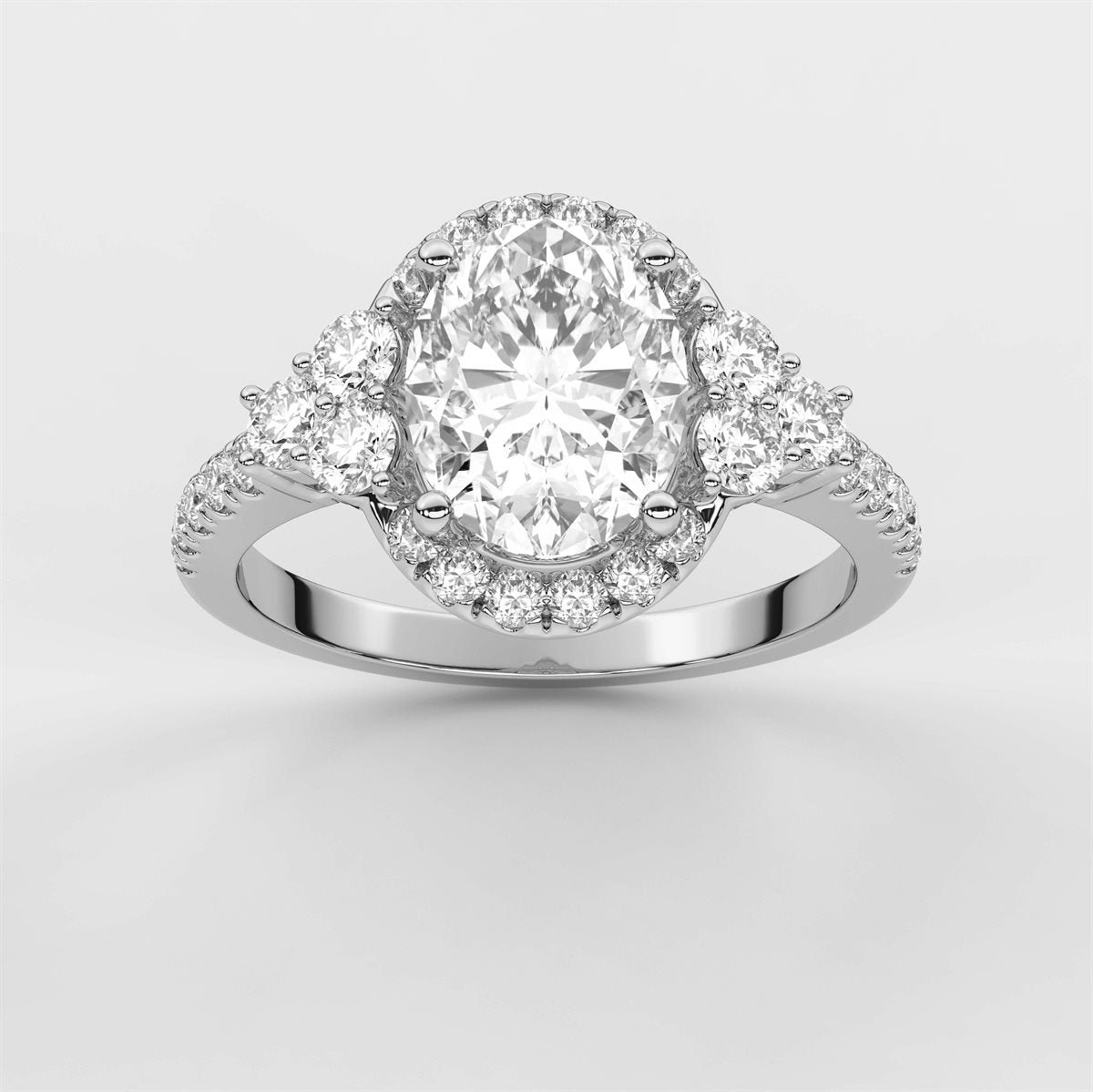 Opulent Diamond Halo Engagement Ring with IGI Certified Lab Grown Diamond