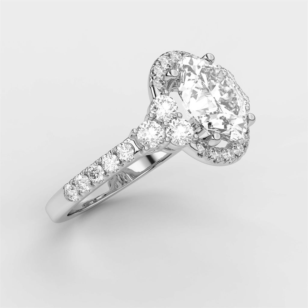 Opulent Diamond Halo Engagement Ring with IGI Certified Lab Grown Diamond