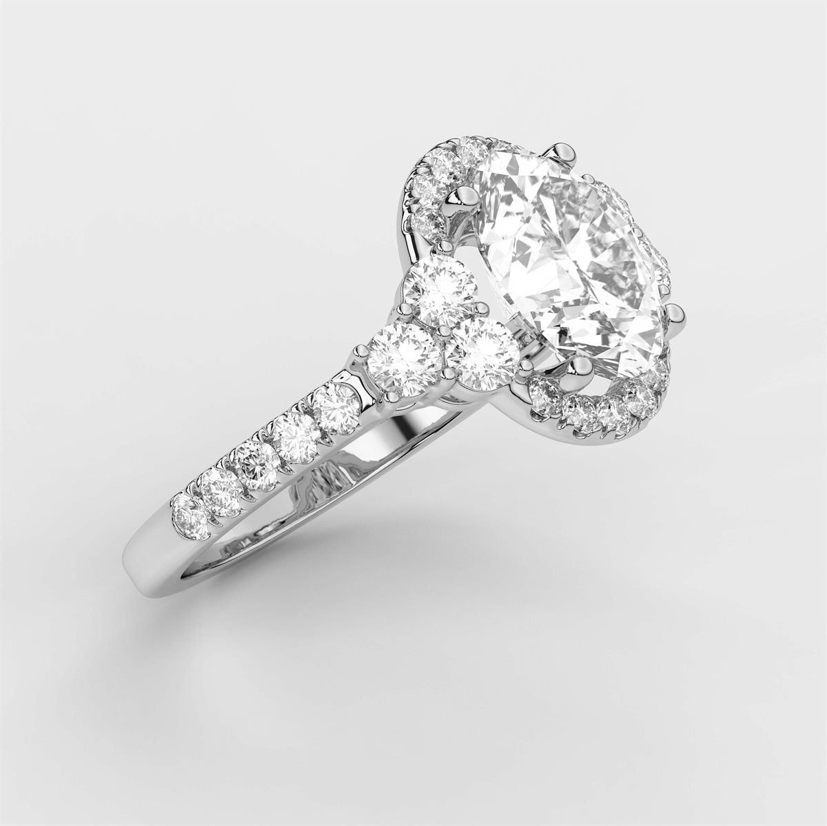 Opulent Diamond Halo Engagement Ring with IGI Certified Lab Grown Diamond