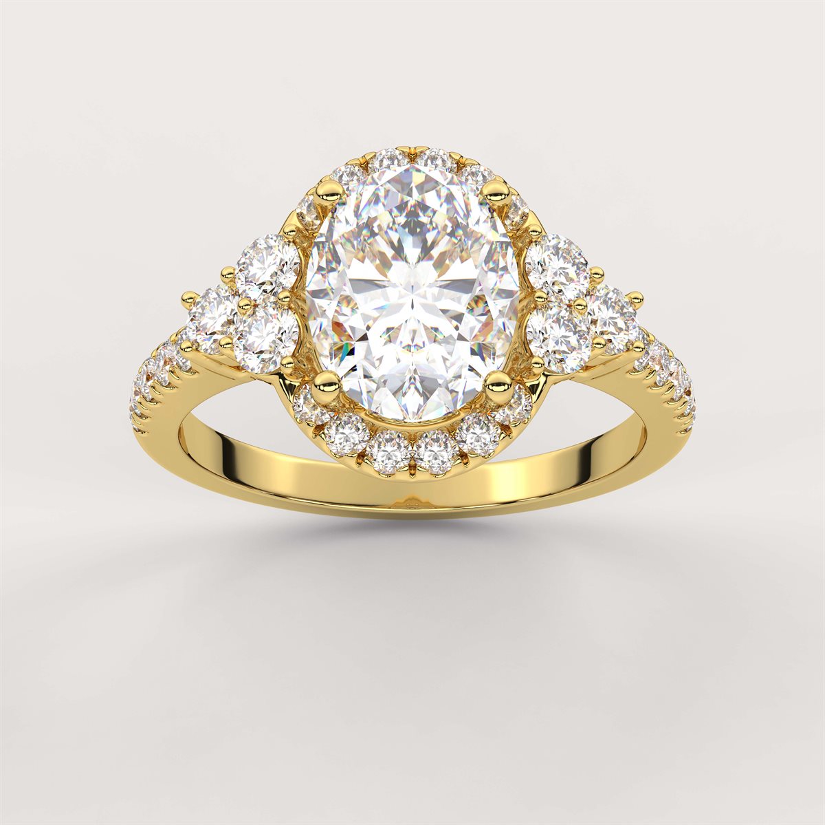 Opulent Diamond Halo Engagement Ring with IGI Certified Lab Grown Diamond