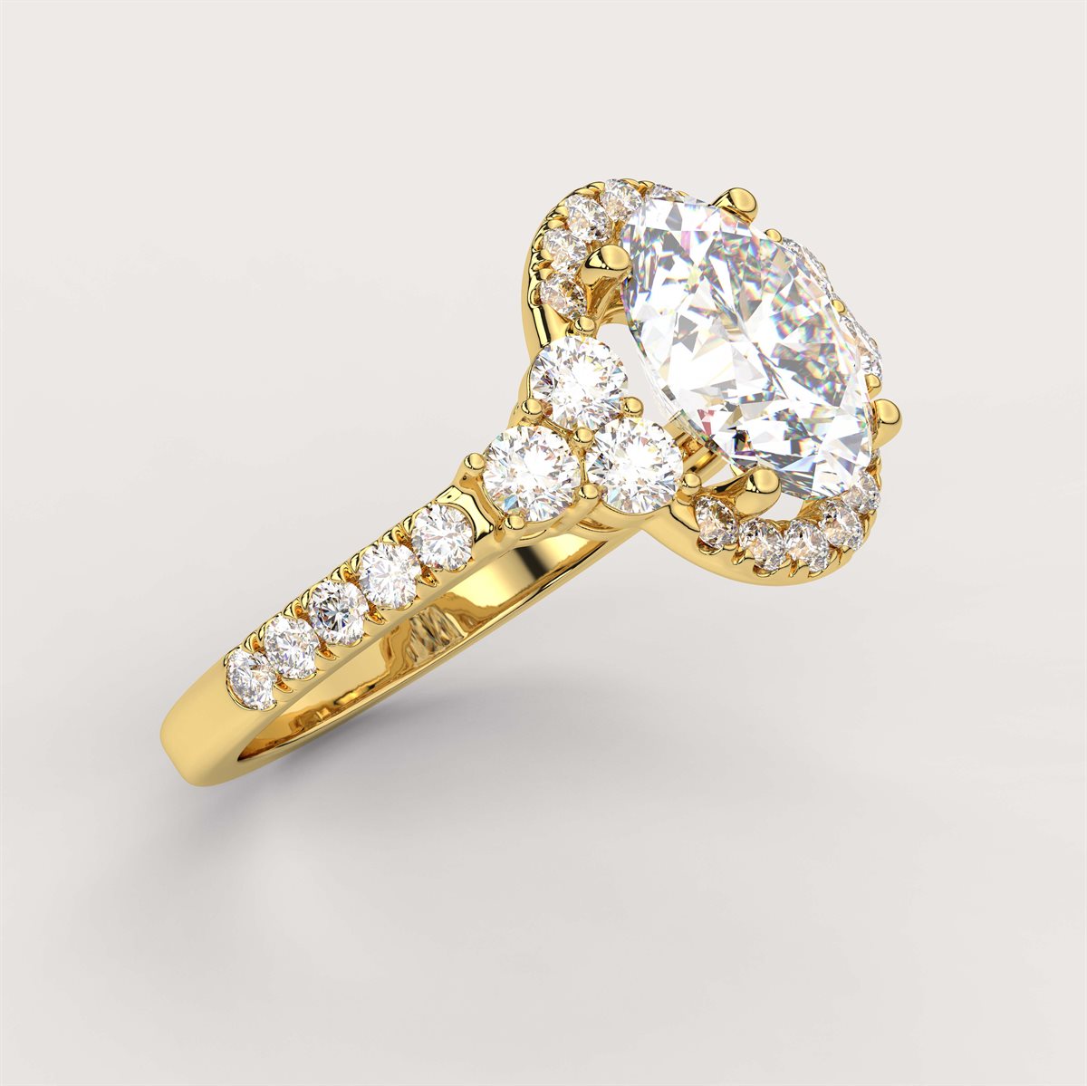 Opulent Diamond Halo Engagement Ring with IGI Certified Lab Grown Diamond