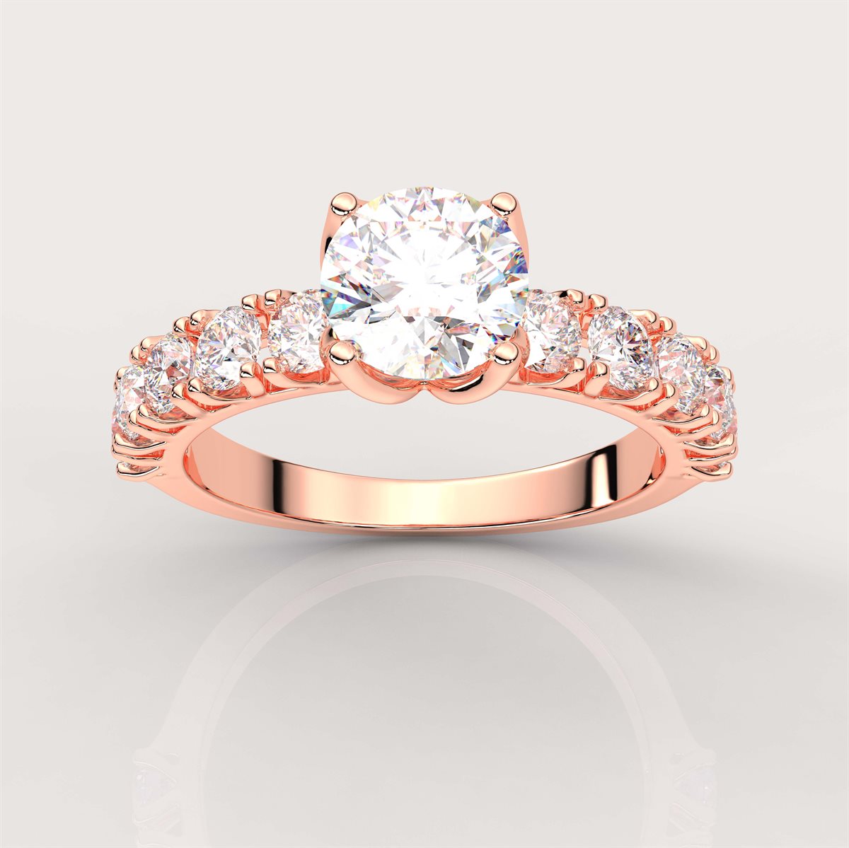 Solitaire Engagement Ring with Side Accents with IGI Certified Lab Grown Diamond
