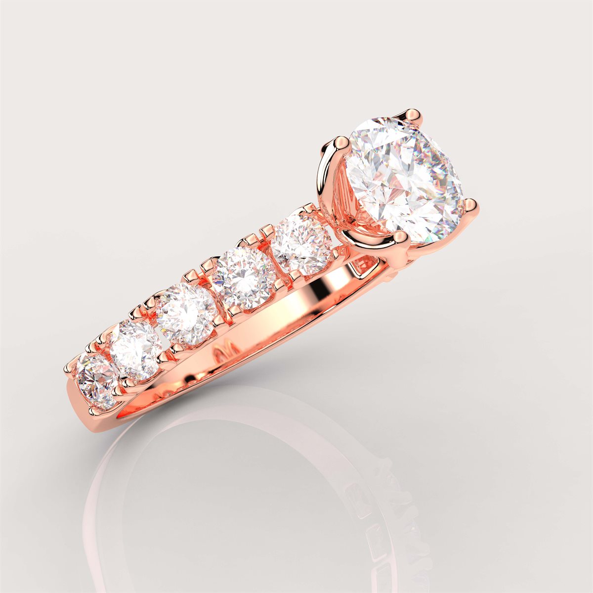 Solitaire Engagement Ring with Side Accents with IGI Certified Lab Grown Diamond