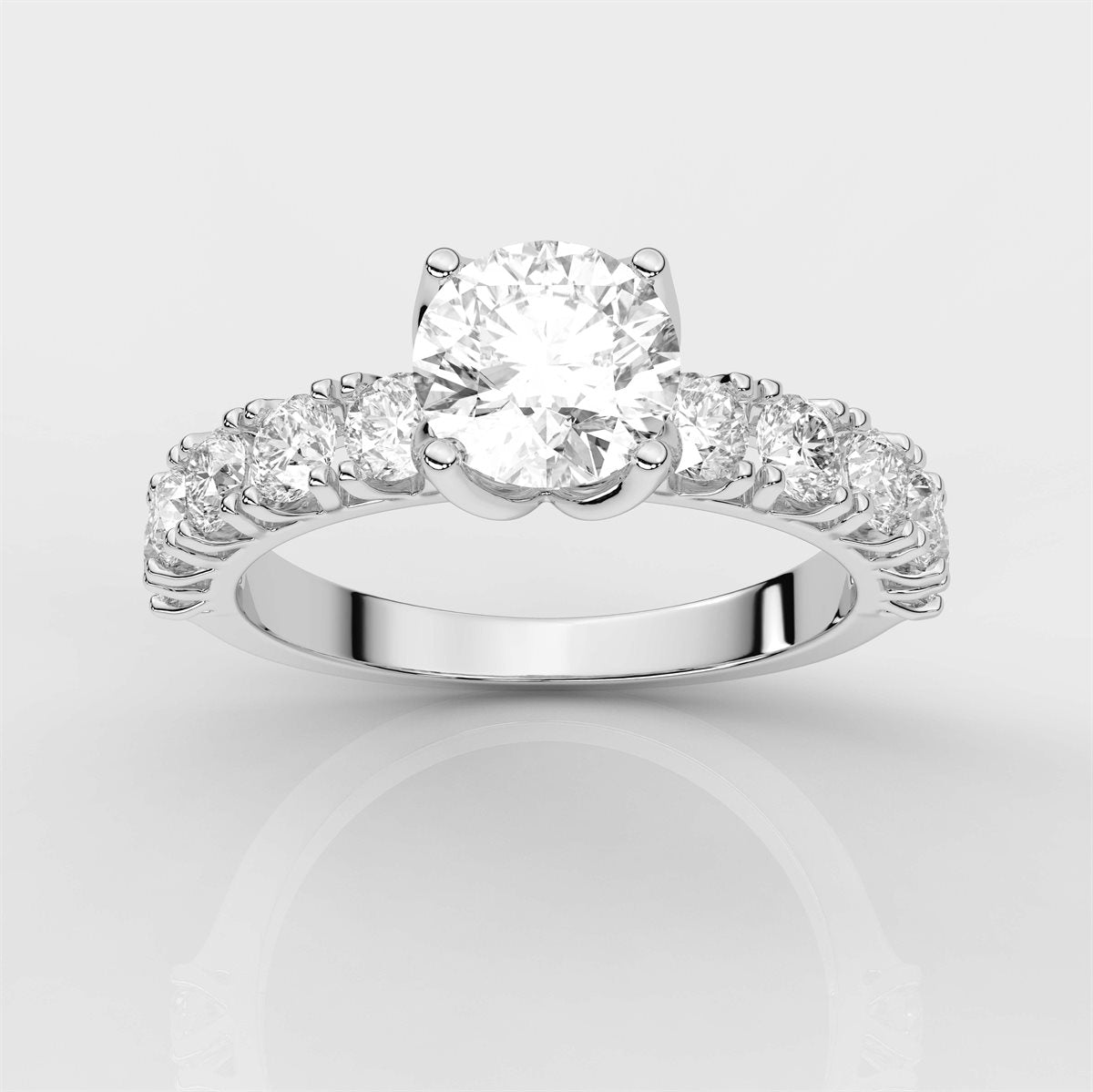 Solitaire Engagement Ring with Side Accents with IGI Certified Lab Grown Diamond