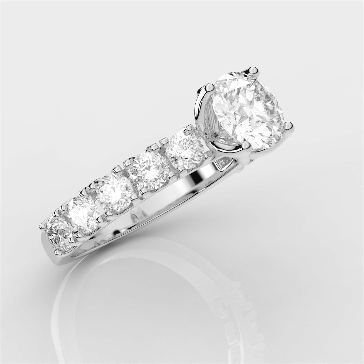 Solitaire Engagement Ring with Side Accents with IGI Certified Lab Grown Diamond