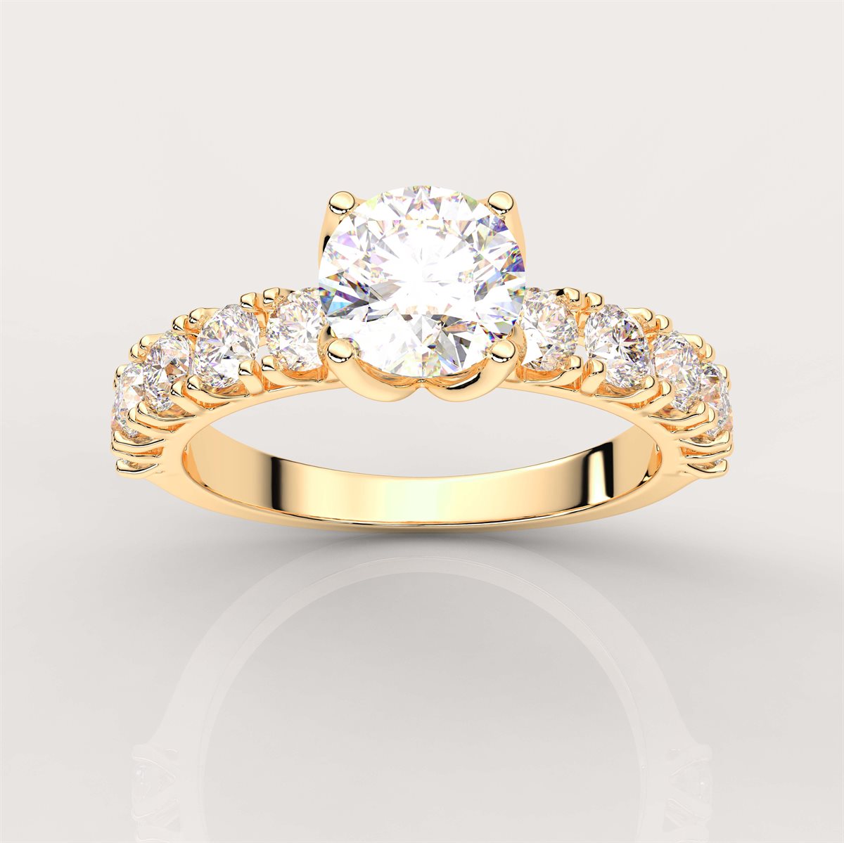 Solitaire Engagement Ring with Side Accents with IGI Certified Lab Grown Diamond
