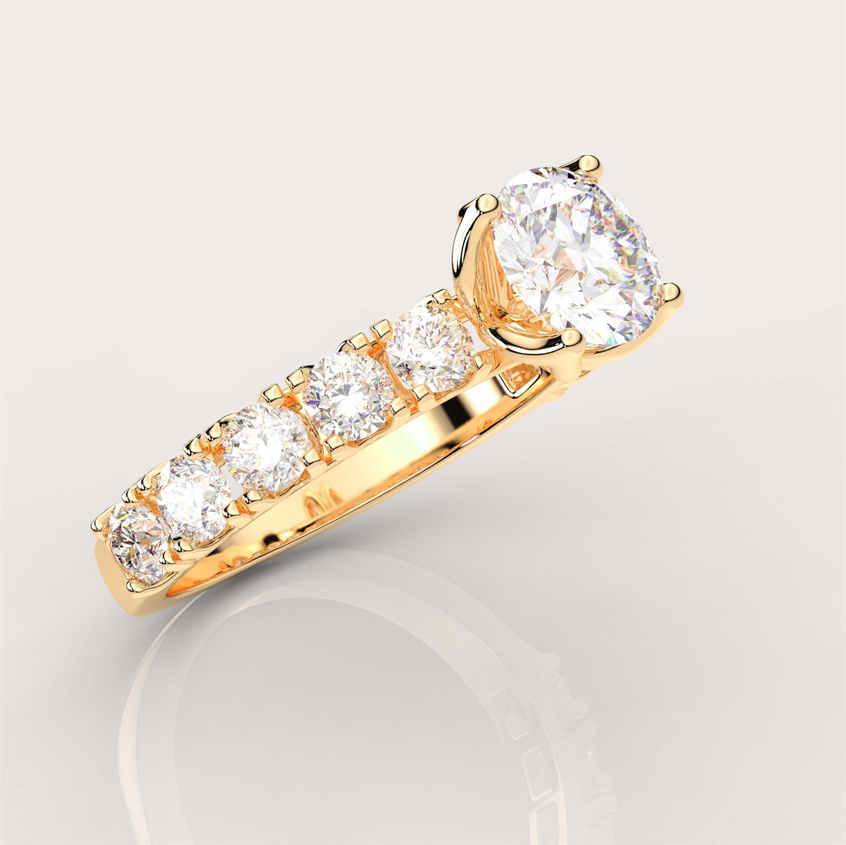 Solitaire Engagement Ring with Side Accents with IGI Certified Lab Grown Diamond