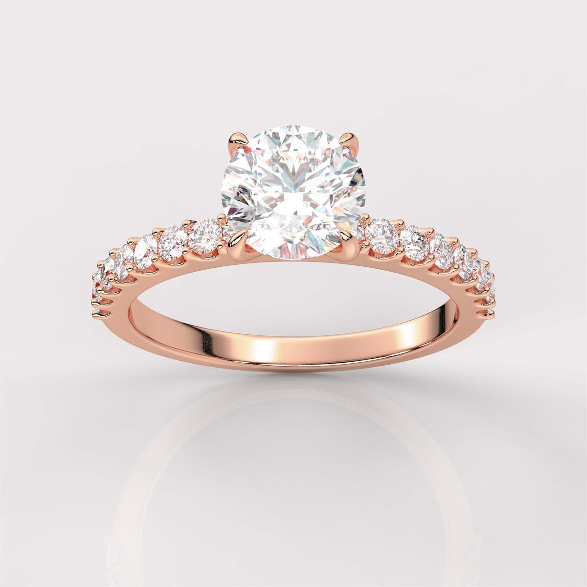 Engagement Ring with Side Accents with IGI Certified Lab Grown Diamond