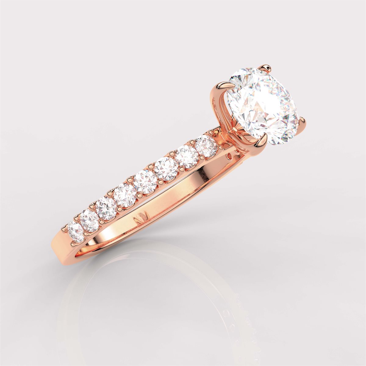 Engagement Ring with Side Accents with IGI Certified Lab Grown Diamond