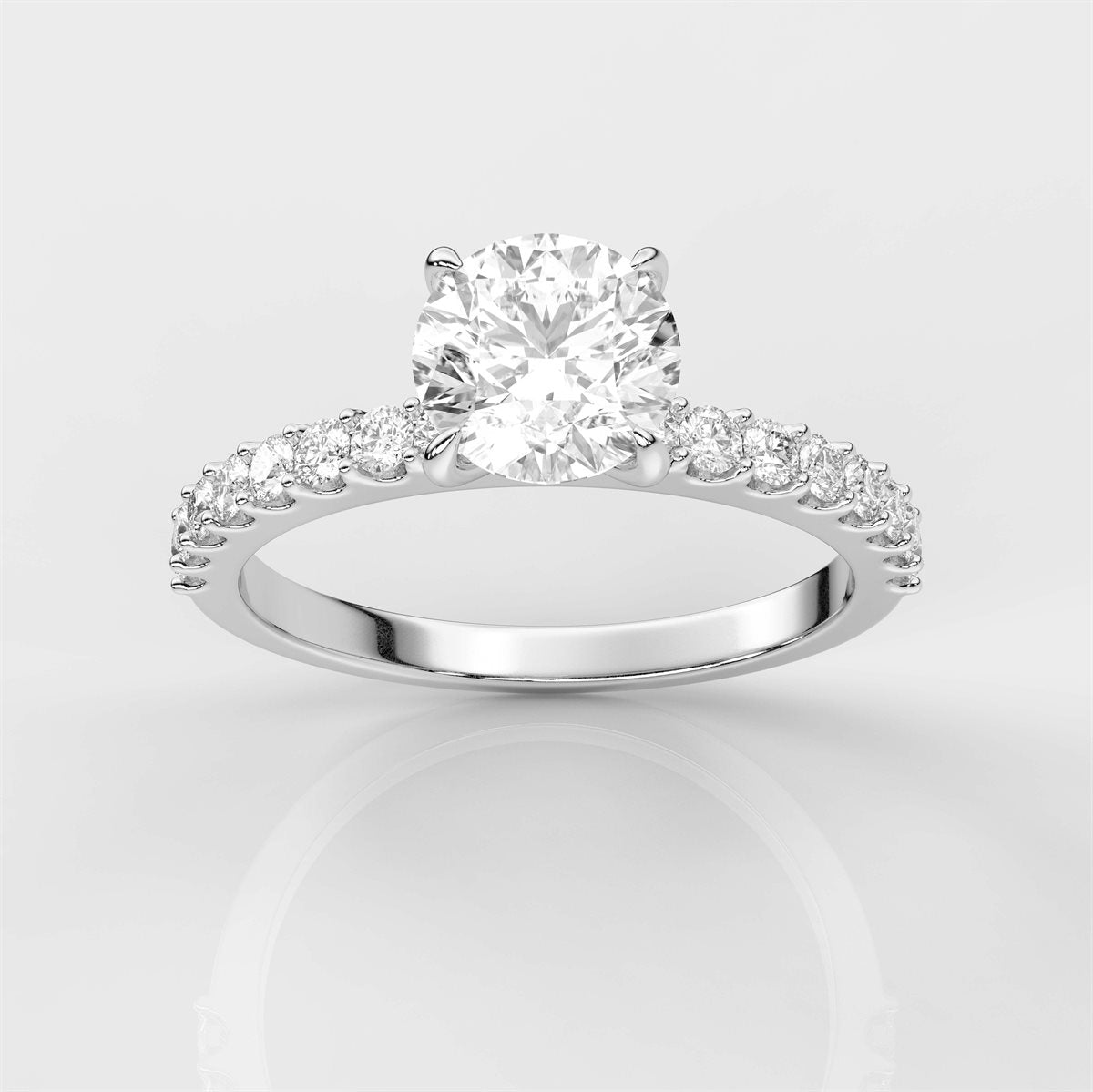 Engagement Ring with Side Accents with IGI Certified Lab Grown Diamond