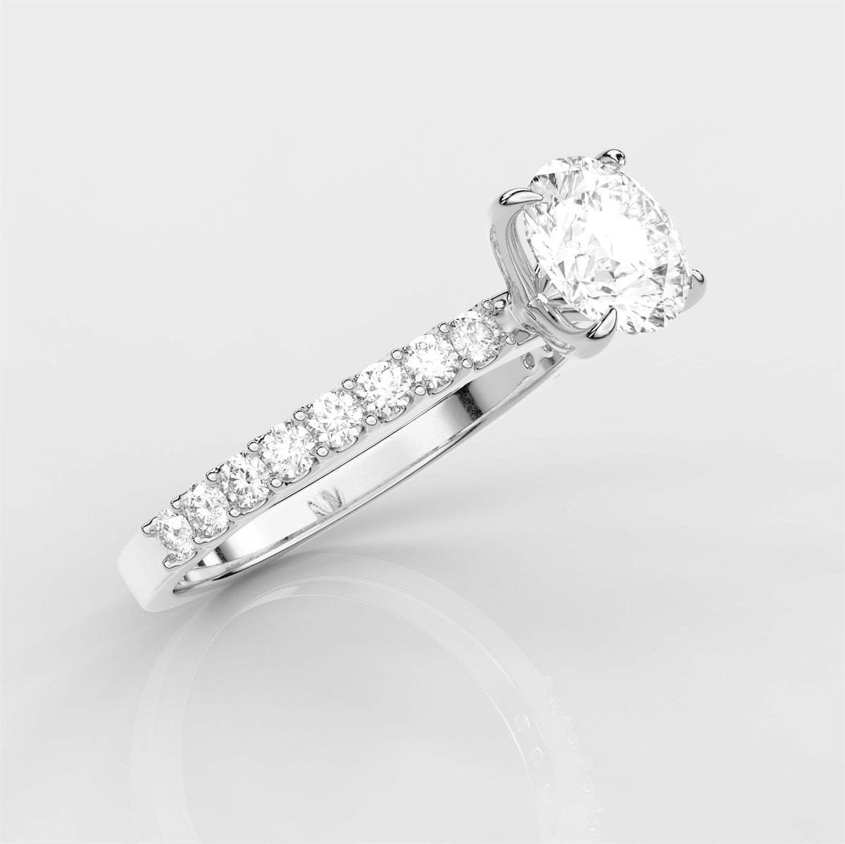 Engagement Ring with Side Accents with IGI Certified Lab Grown Diamond