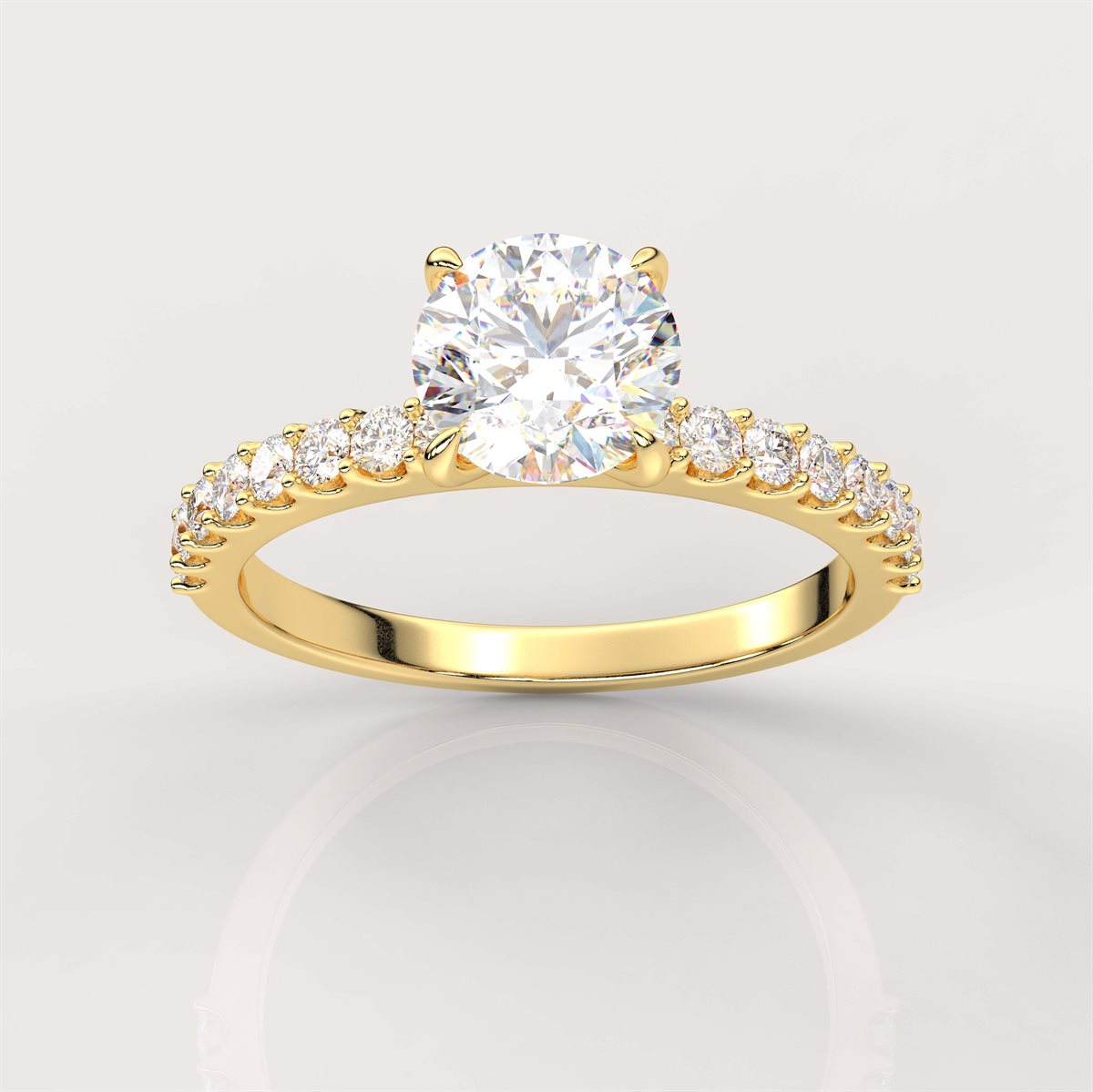 Engagement Ring with Side Accents with IGI Certified Lab Grown Diamond