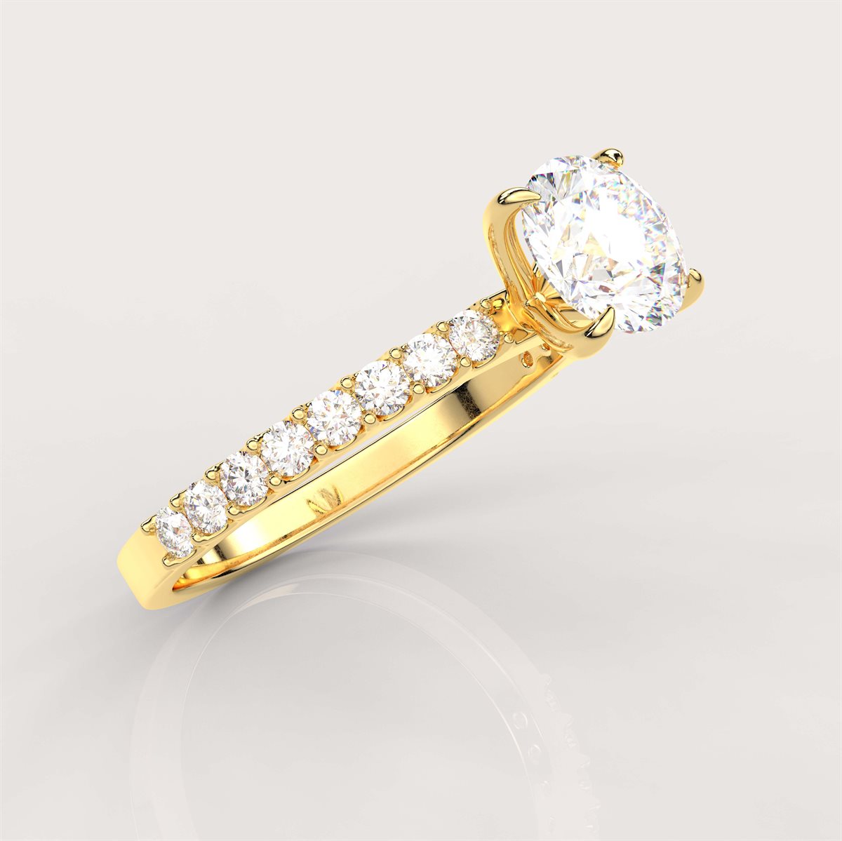 Engagement Ring with Side Accents with IGI Certified Lab Grown Diamond