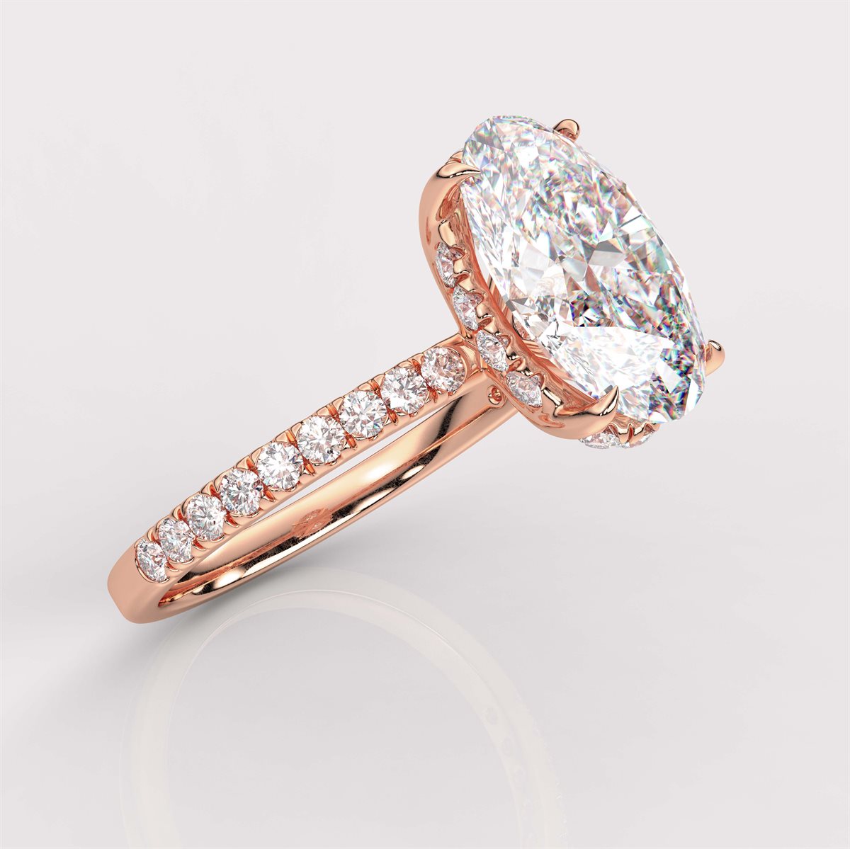 Diamond Hidden Halo Engagement Ring with IGI Certified Lab Grown Diamond