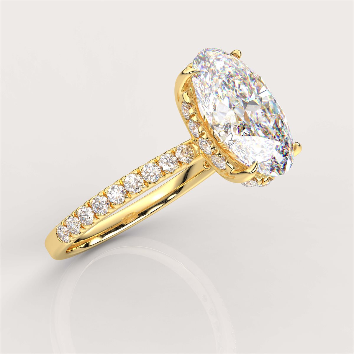 Diamond Hidden Halo Engagement Ring with IGI Certified Lab Grown Diamond