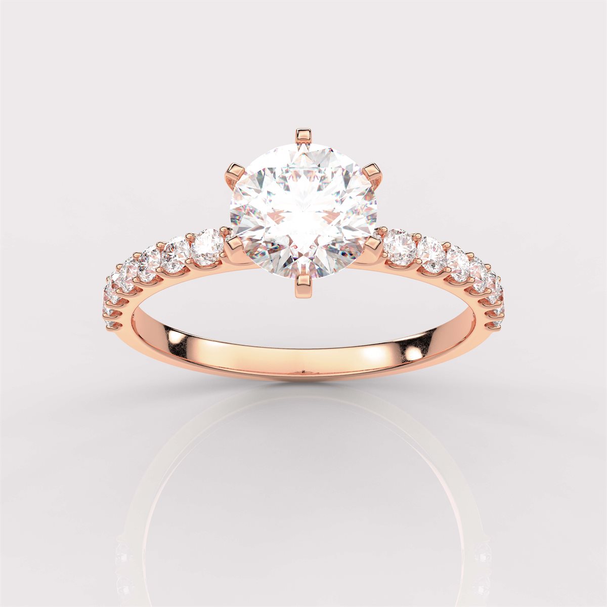 Engagement Ring with Side Accents with IGI Certified Lab Grown Diamond