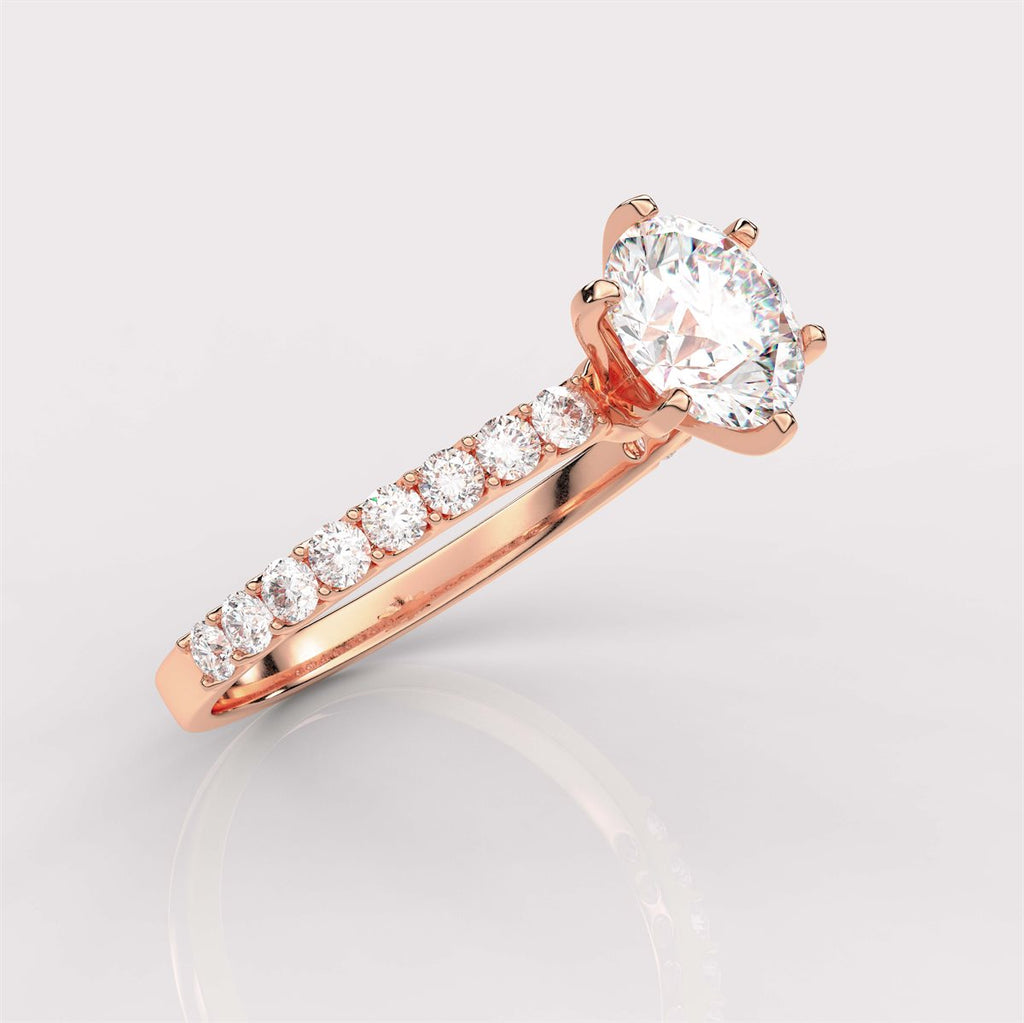 Engagement Ring with Side Accents with IGI Certified Lab Grown Diamond