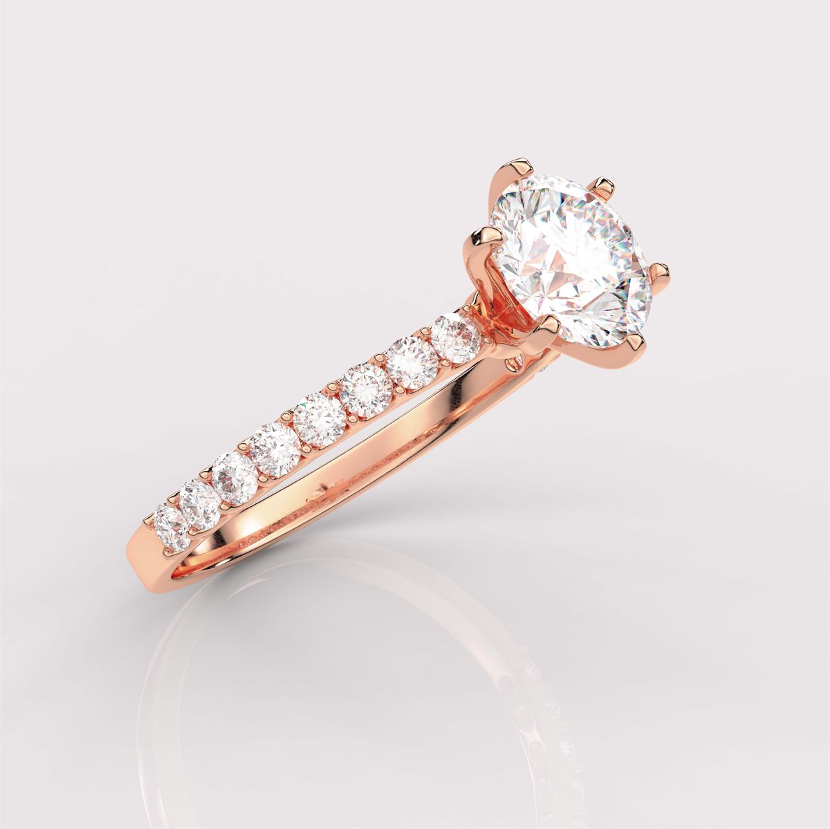 Engagement Ring with Side Accents with IGI Certified Lab Grown Diamond