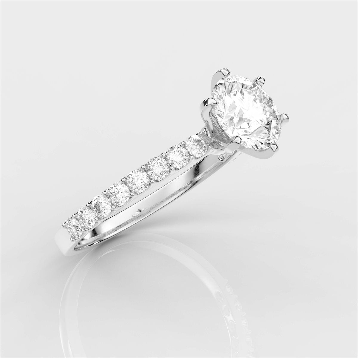 Engagement Ring with Side Accents with IGI Certified Lab Grown Diamond