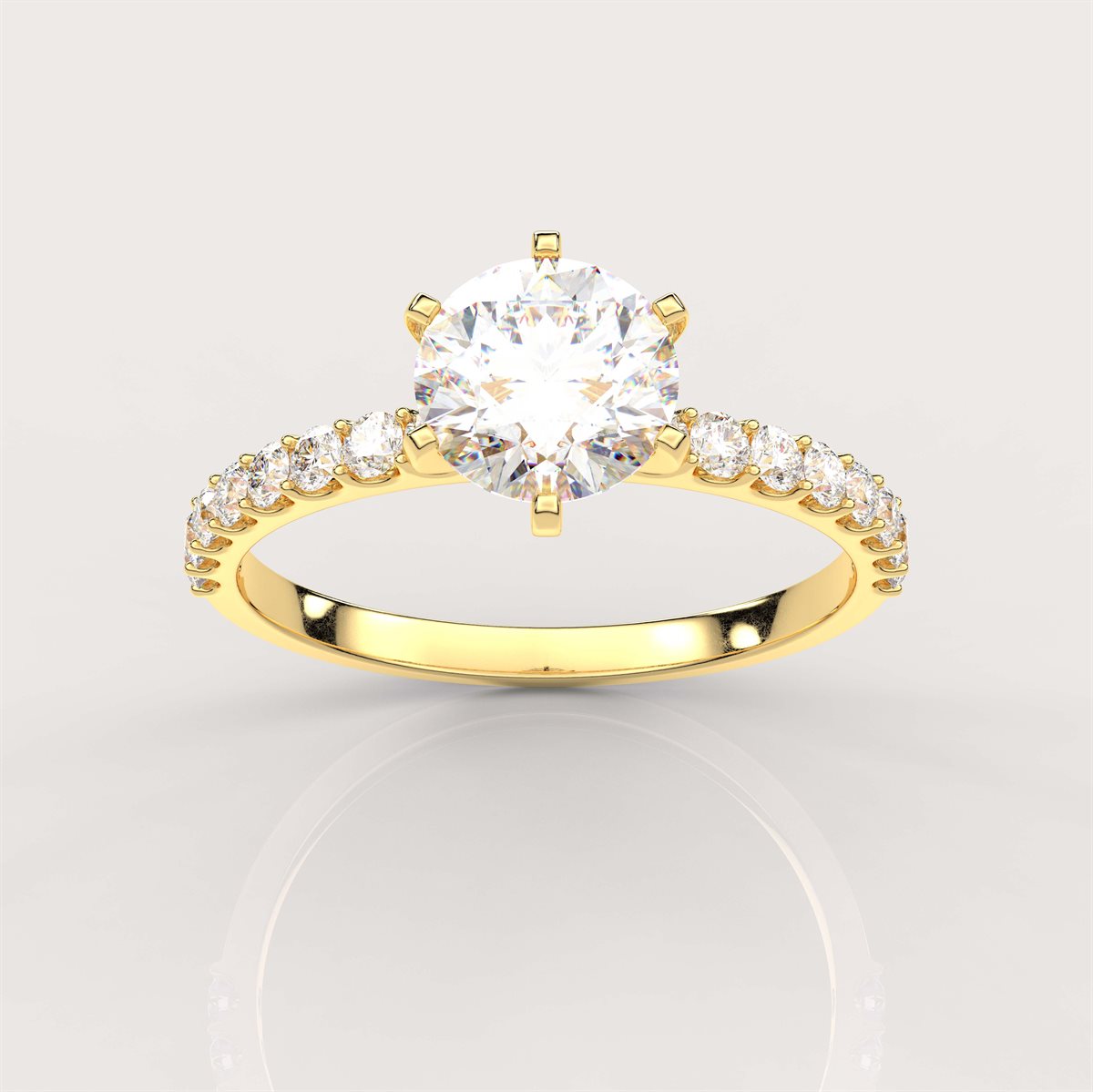 Engagement Ring with Side Accents with IGI Certified Lab Grown Diamond