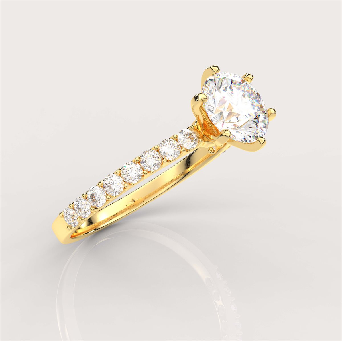 Engagement Ring with Side Accents with IGI Certified Lab Grown Diamond