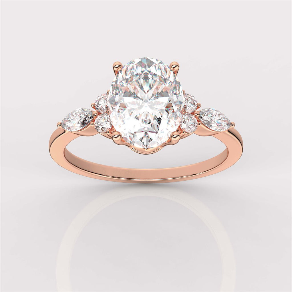 Side Accents Diamond Engagement Ring with IGI Certified Lab Grown Diamond