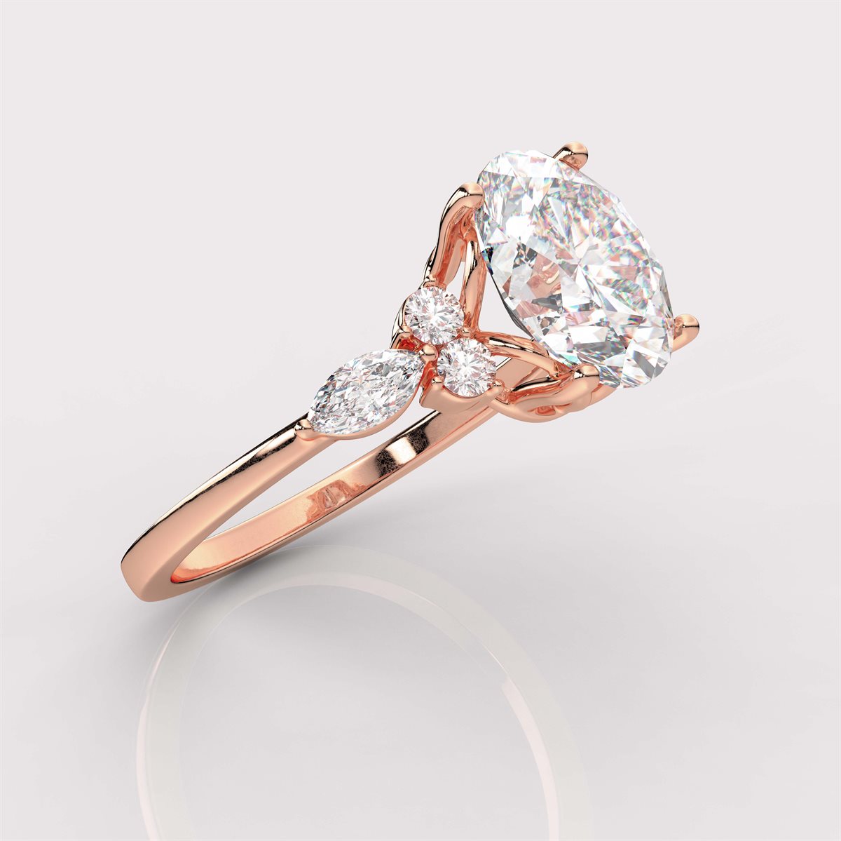 Side Accents Diamond Engagement Ring with IGI Certified Lab Grown Diamond