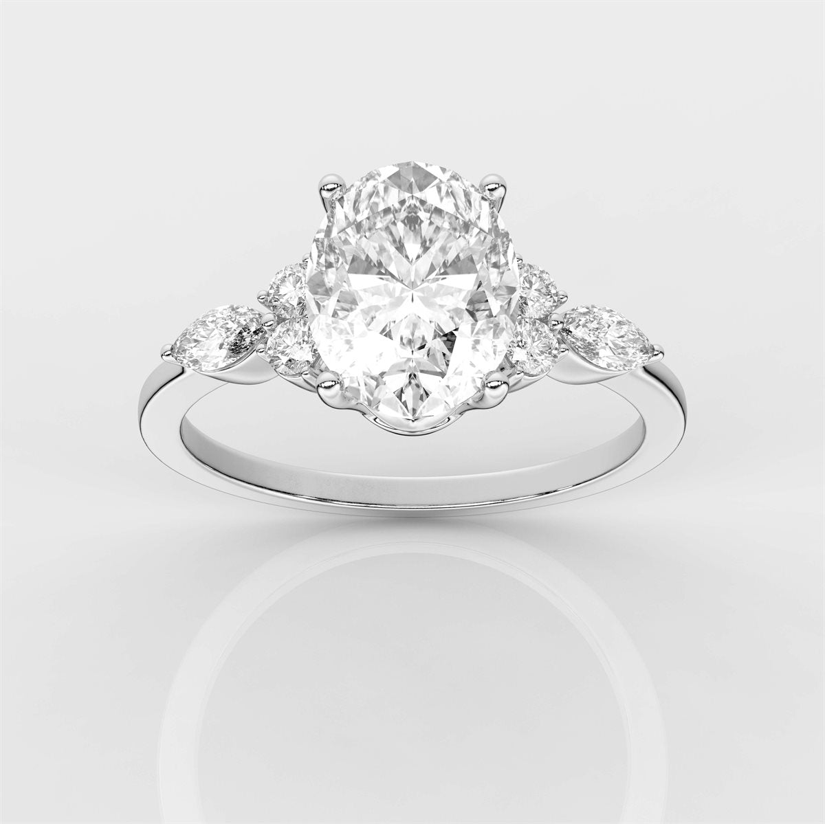Side Accents Diamond Engagement Ring with IGI Certified Lab Grown Diamond