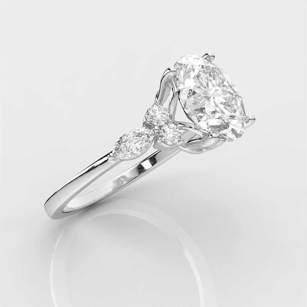 Side Accents Diamond Engagement Ring with IGI Certified Lab Grown Diamond