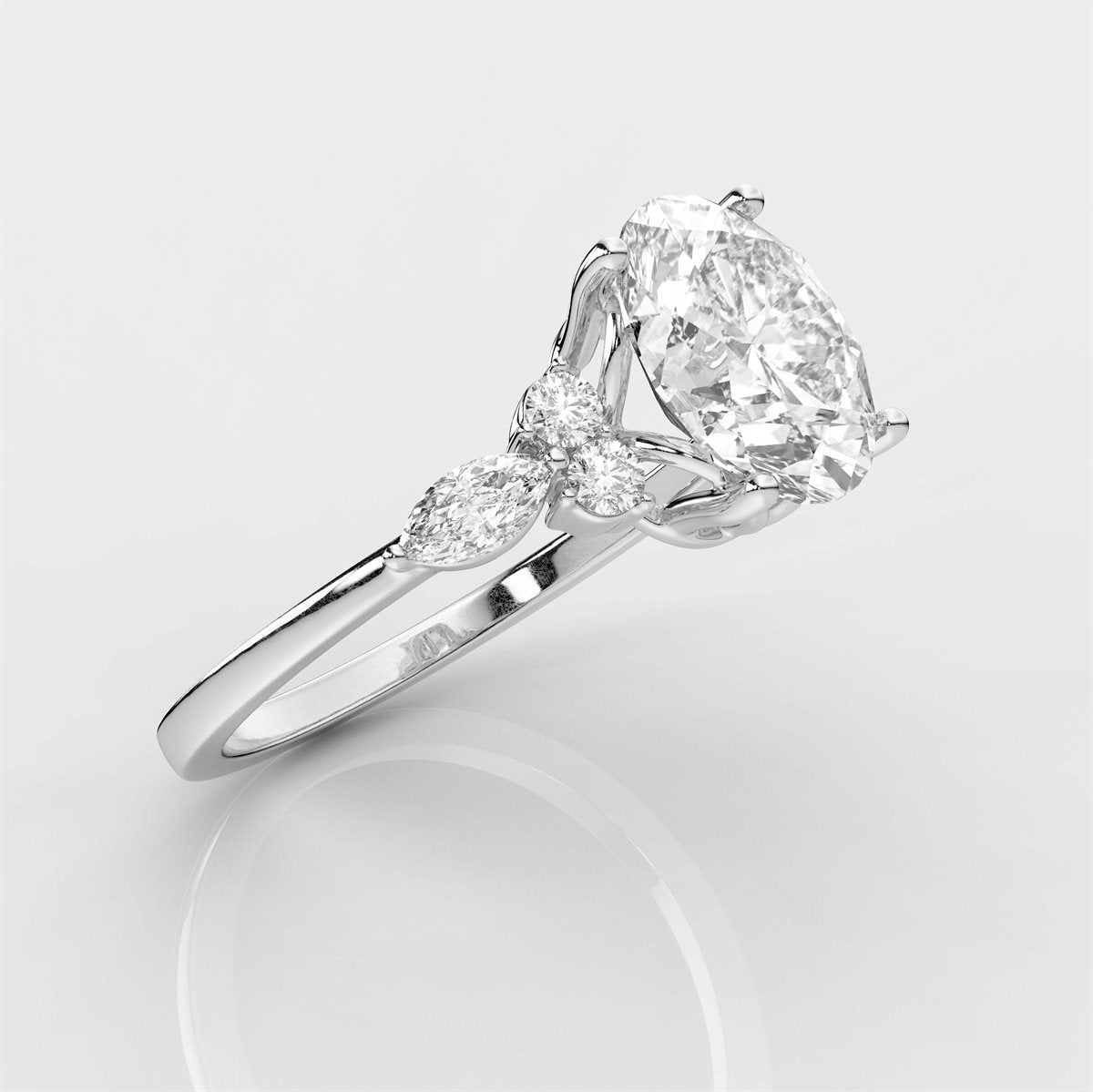 Side Accents Diamond Engagement Ring with IGI Certified Lab Grown Diamond
