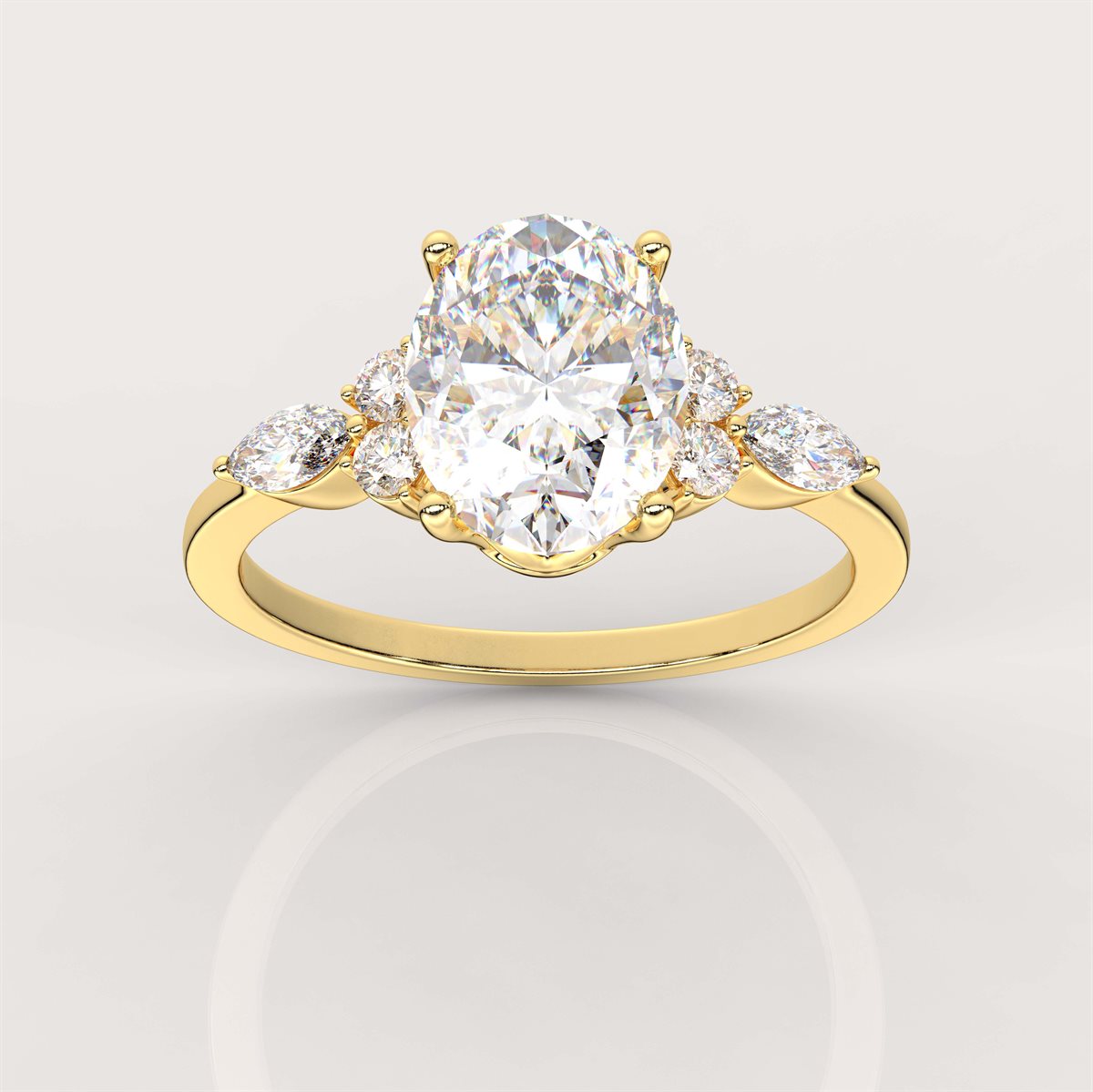Side Accents Diamond Engagement Ring with IGI Certified Lab Grown Diamond