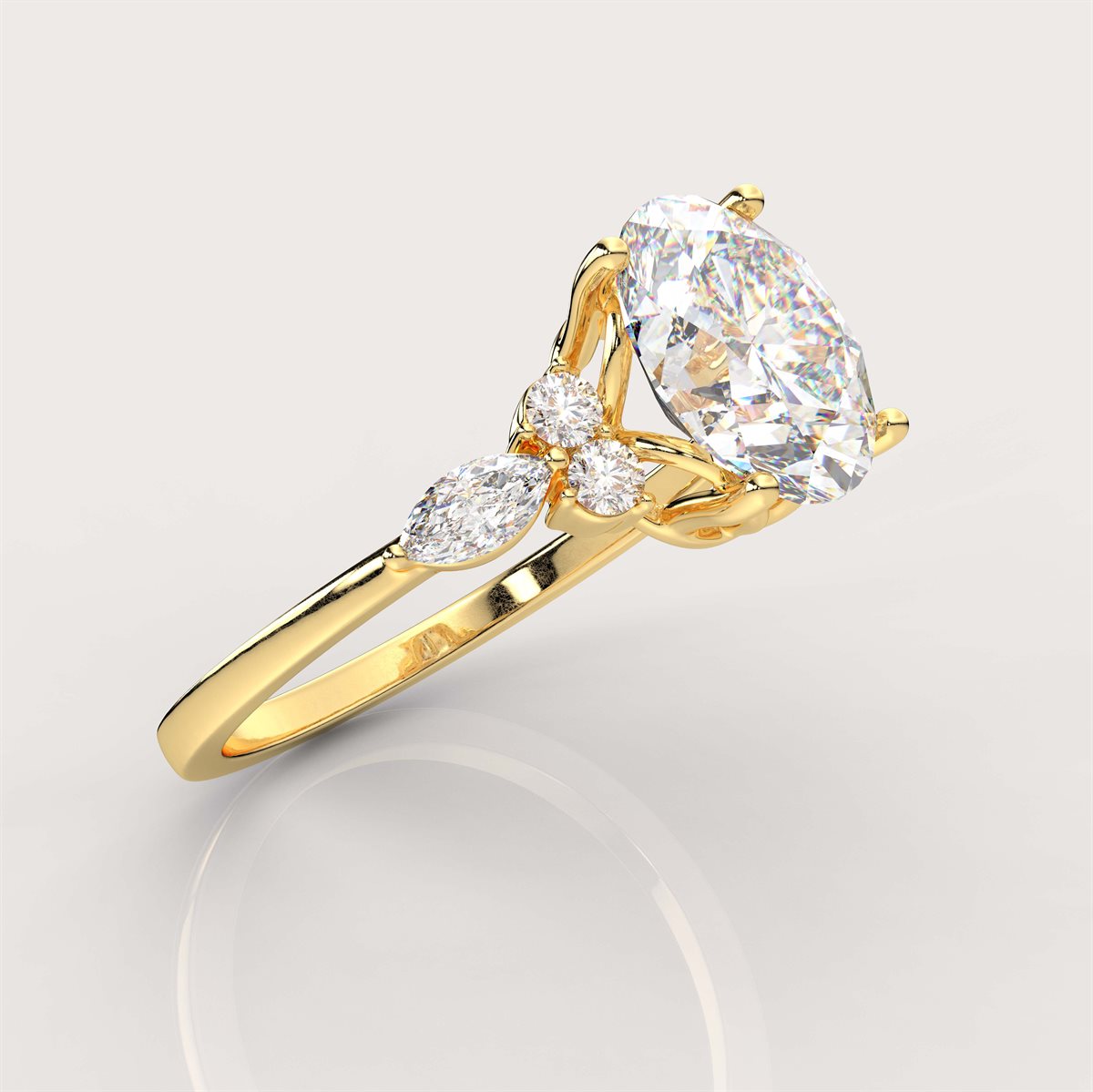 Side Accents Diamond Engagement Ring with IGI Certified Lab Grown Diamond