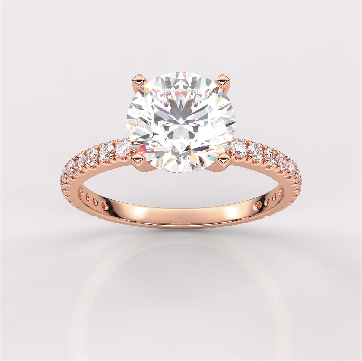 Side Accents Diamond Engagement Ring with IGI Certified Lab Grown Diamond