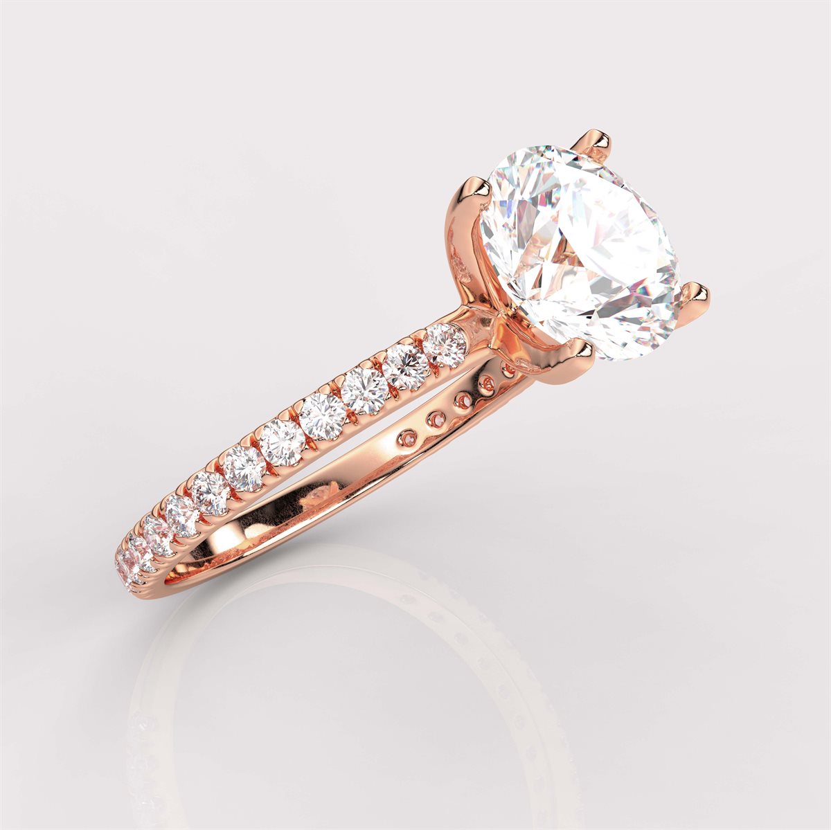 Side Accents Diamond Engagement Ring with IGI Certified Lab Grown Diamond